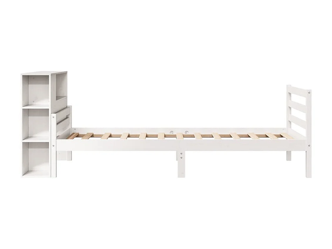 Letto Libreria senza Materasso Bianco 100x200 cm Legno di Pino