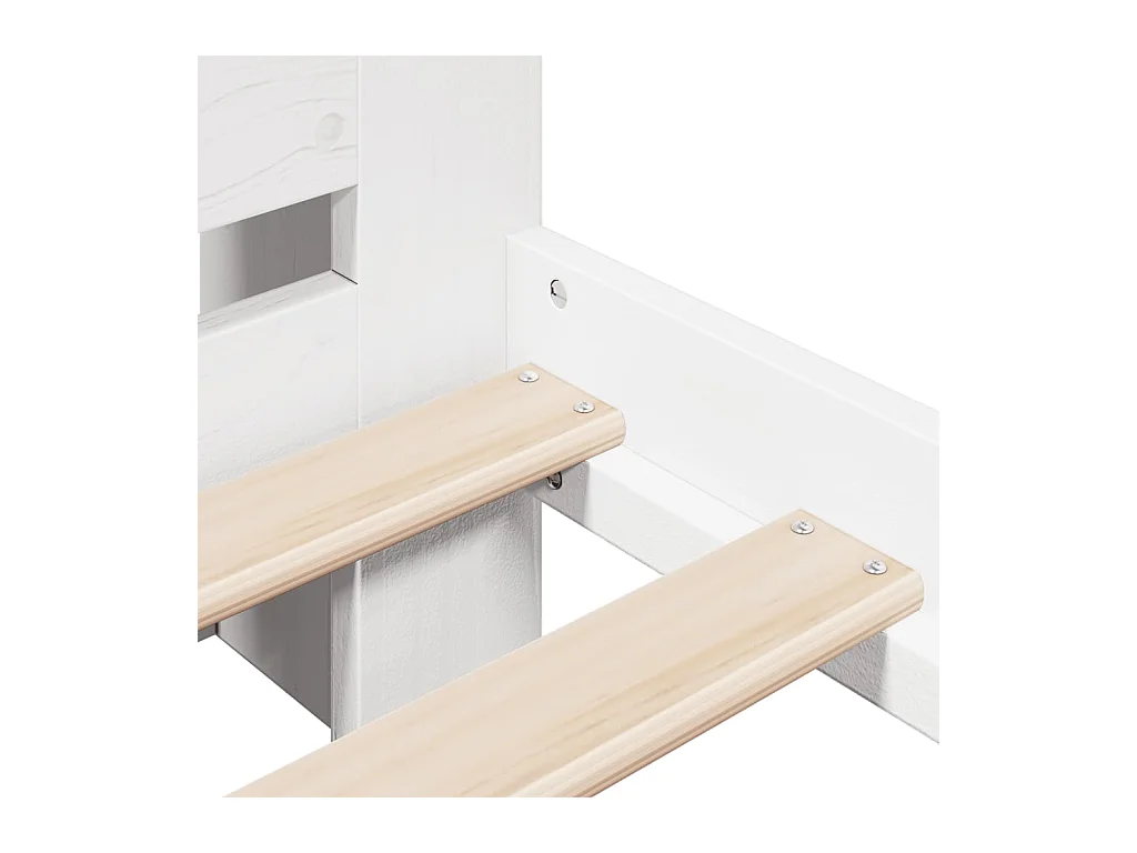 Lit bibliothèque sans matelas blanc 140x190 cm bois pin massif