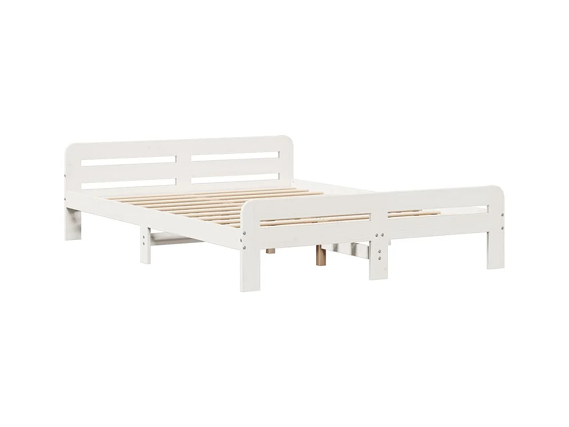 Lit bibliothèque sans matelas blanc 140x190 cm bois pin massif
