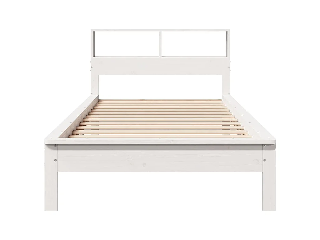Bed met boekenkast zonder matras grenenhout wit 90x190 cm