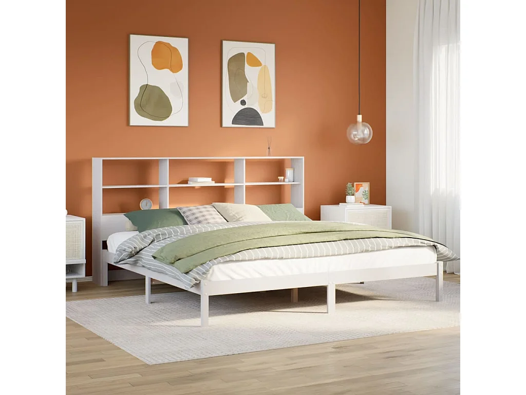 Giroletto con Libreria senza Materasso 180x200 cm in Legno Pino