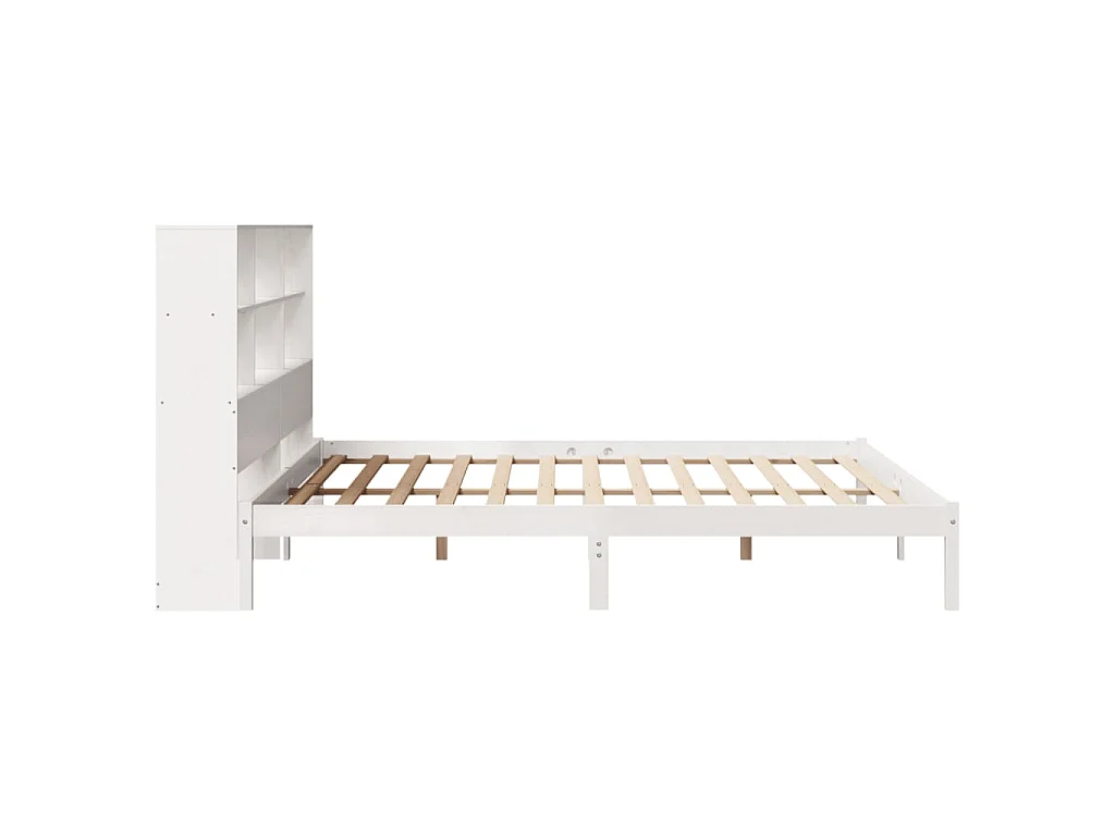 Bed met boekenkast zonder matras grenenhout wit 180x200 cm