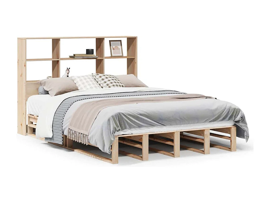 Lit bibliothèque sans matelas 140x200 cm bois massif