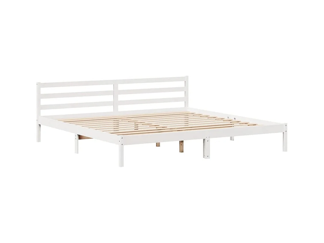 Lit bibliothèque sans matelas blanc 200x200 cm bois pin massif