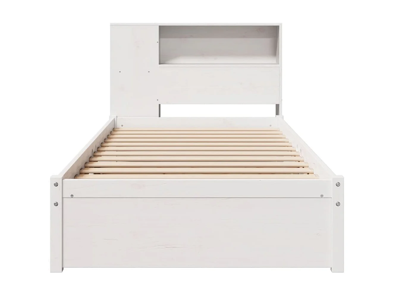 Lit bibliothèque sans matelas blanc 90x190cm bois de pin massif