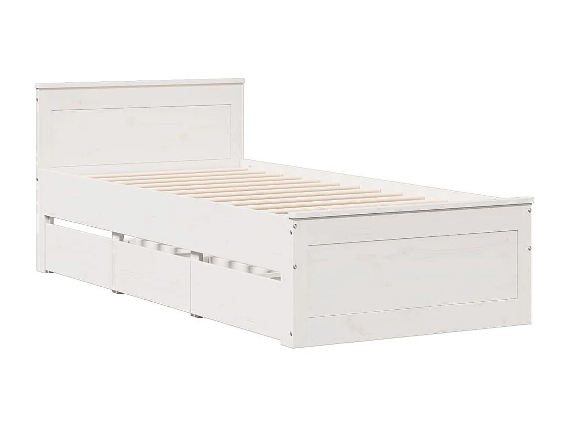 Lit bibliothèque sans matelas blanc 75x190cm bois de pin massif