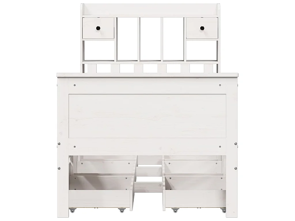 Lit bibliothèque sans matelas blanc 75x190cm bois de pin massif