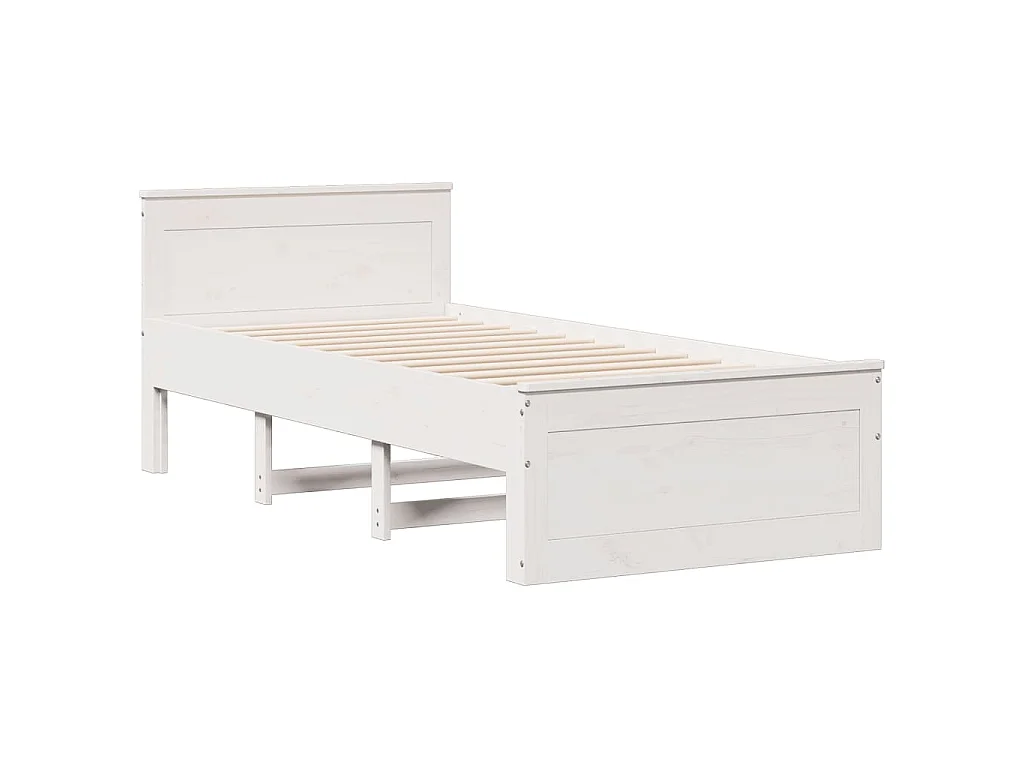 Lit bibliothèque sans matelas blanc 75x190cm bois de pin massif