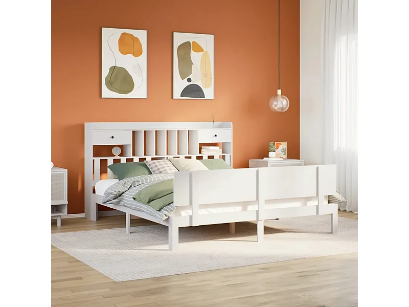 Giroletto con Libreria senza Materasso 180x200 cm in Legno Pino