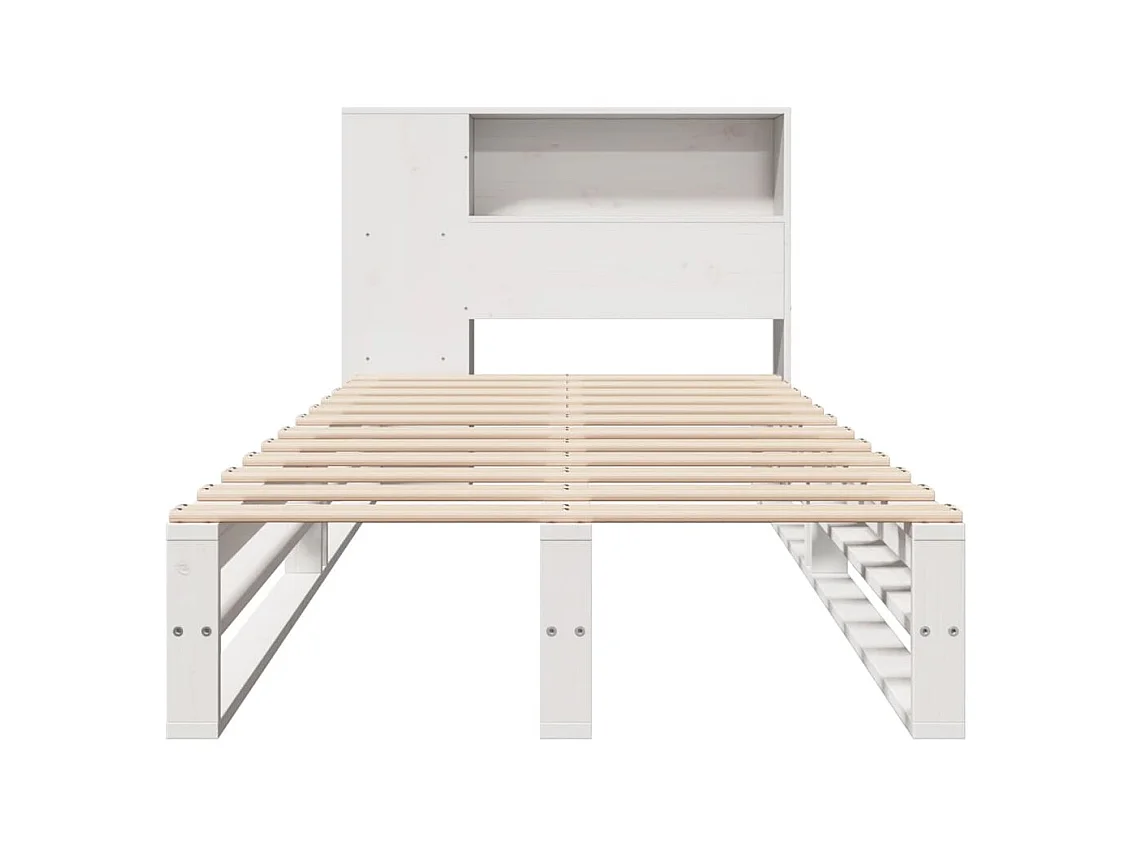 Lit bibliothèque sans matelas blanc 90x190 cm bois massif