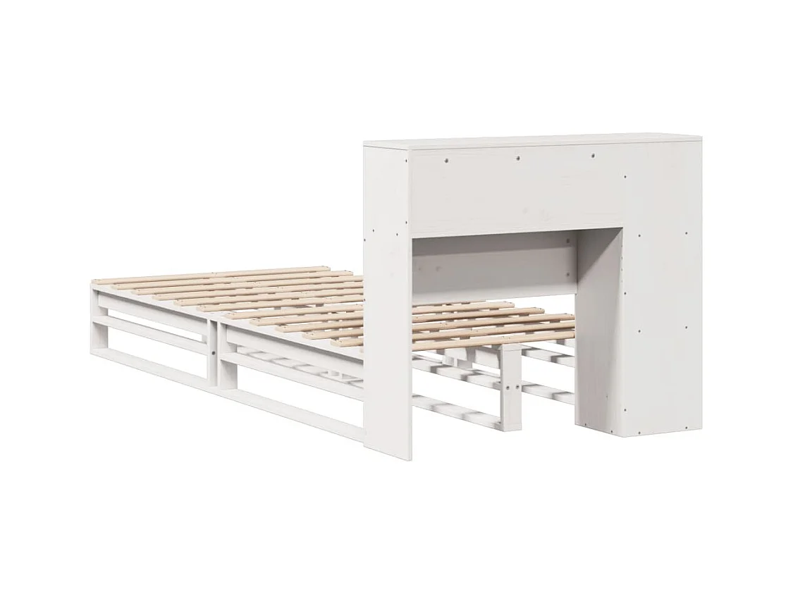 Lit bibliothèque sans matelas blanc 90x190 cm bois massif