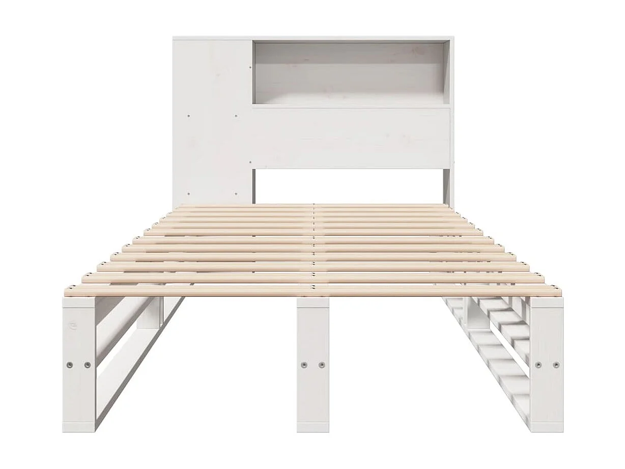 Lit bibliothèque sans matelas blanc 90x190 cm bois massif