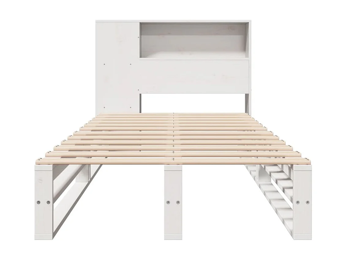 Lit bibliothèque sans matelas blanc 90x190 cm bois massif