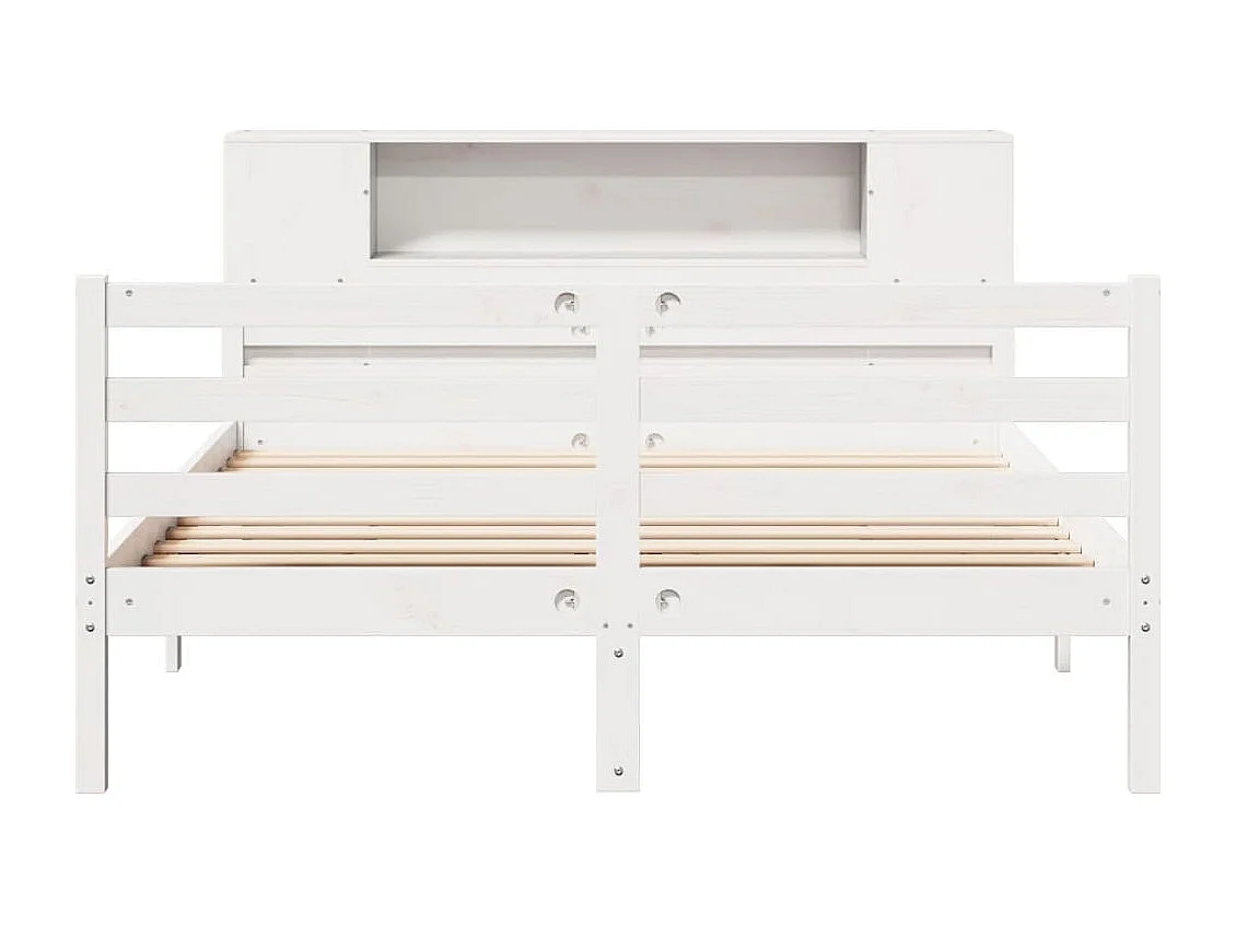 Lit bibliothèque sans matelas blanc 150x200 cm bois pin massif
