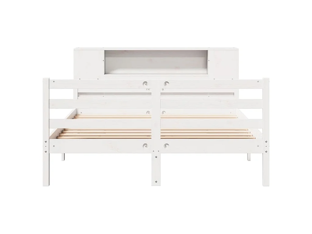 Lit bibliothèque sans matelas blanc 150x200 cm bois pin massif