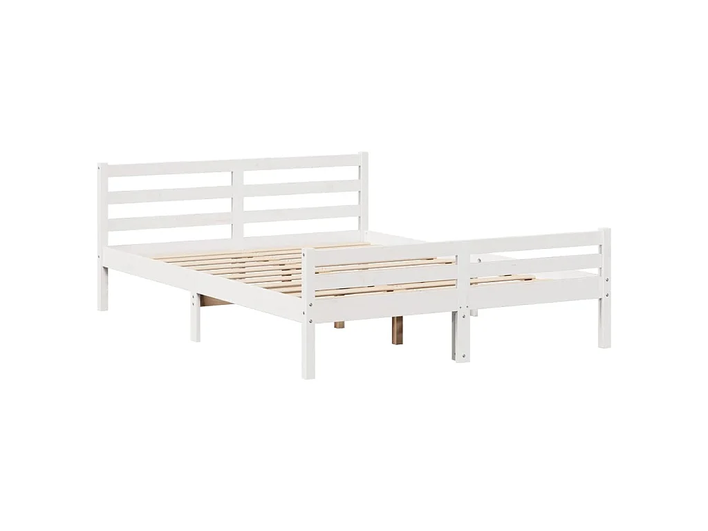 Lit bibliothèque sans matelas blanc 150x200 cm bois pin massif