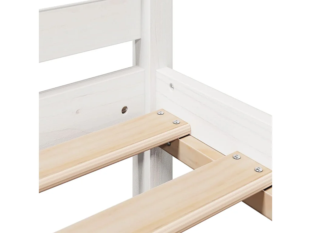 Lit bibliothèque sans matelas blanc 150x200 cm bois pin massif