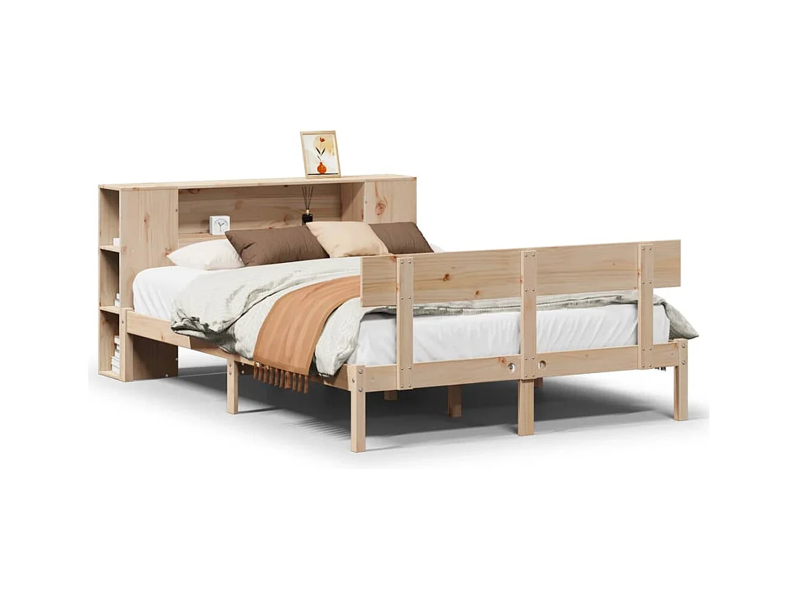 Massivholzbett mit Regal ohne Matratze 150x200 cm Kiefernholz