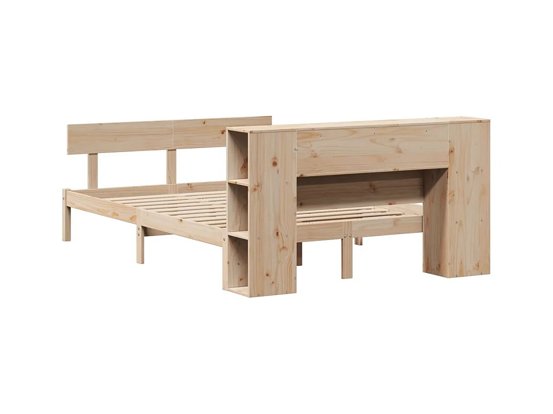 Massivholzbett mit Regal ohne Matratze 150x200 cm Kiefernholz