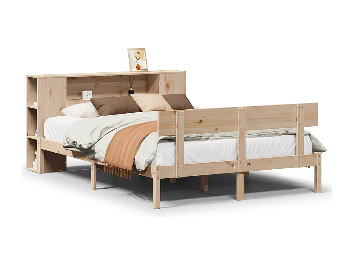Bed met boekenkast zonder matras massief grenenhout 150x200 cm