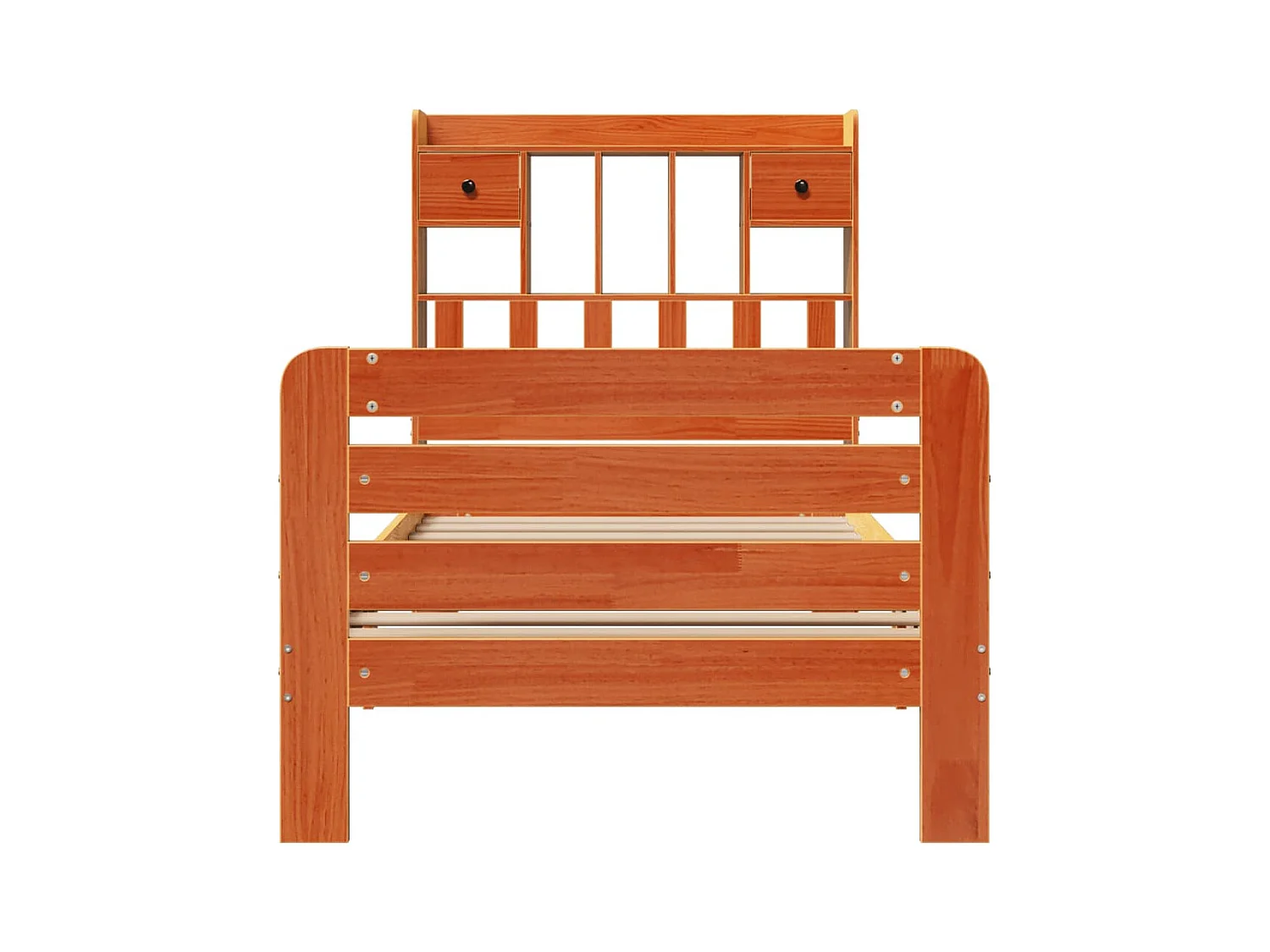 Lit bibliothèque sans matelas cire marron 75x190 cm pin massif