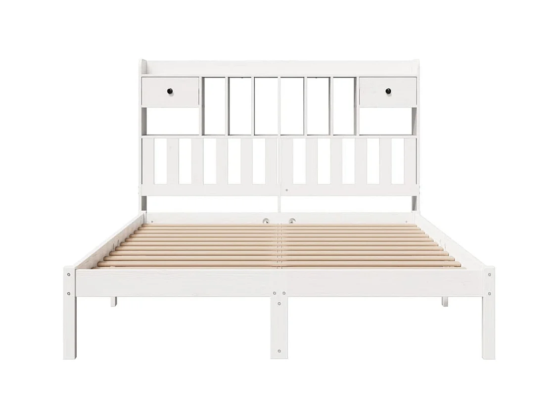 Cama com estante sem colchão 150x200 cm pinho maciço branco