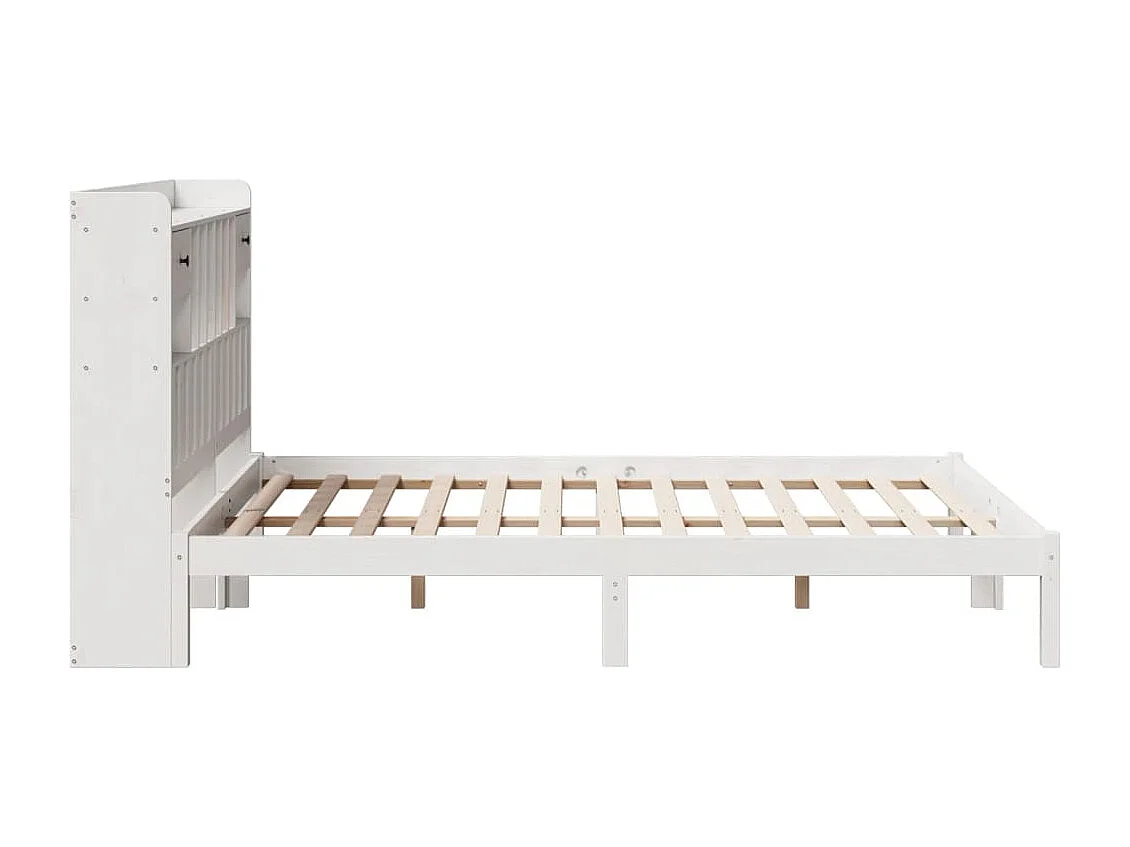 Lit bibliothèque sans matelas blanc 150x200 cm bois pin massif