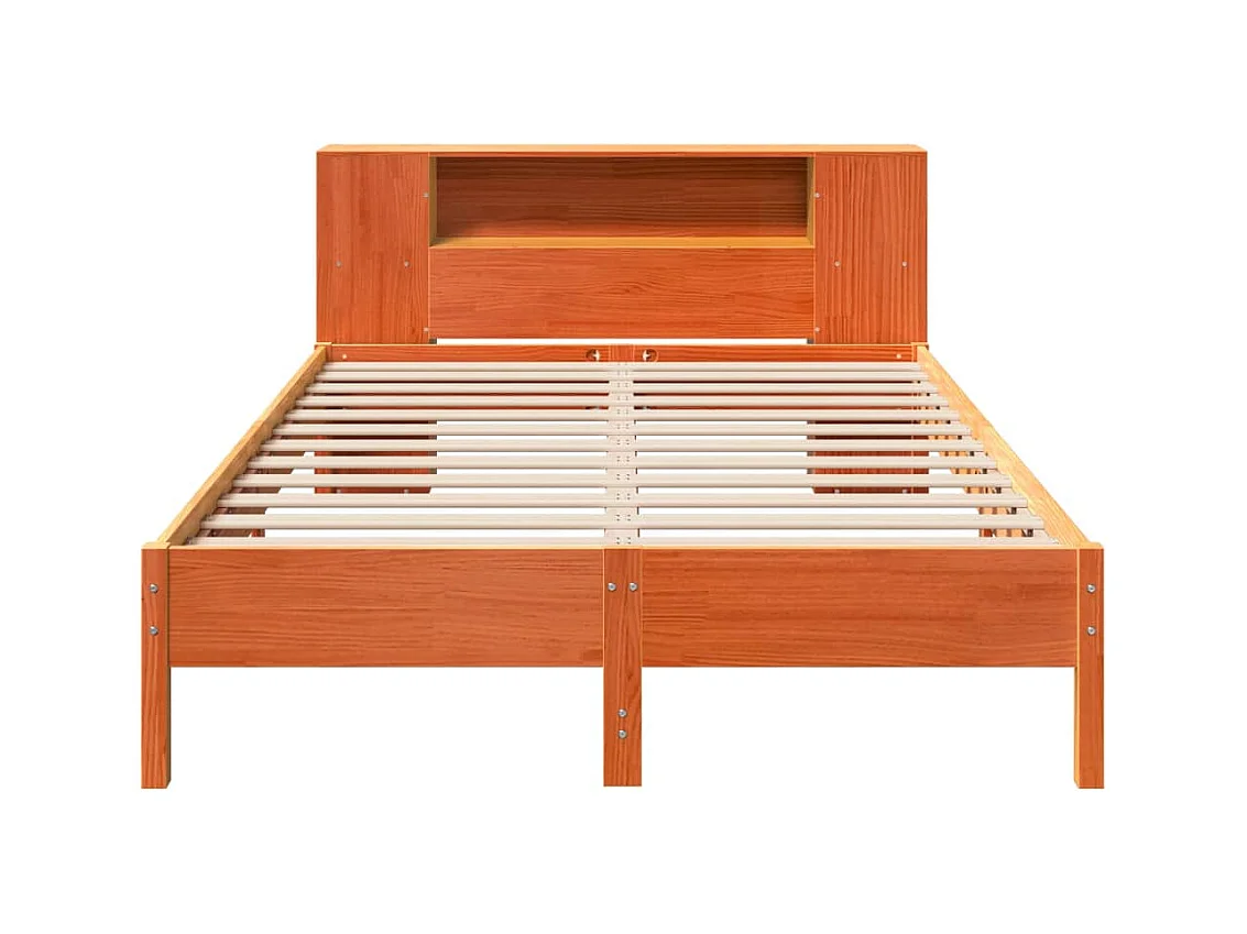 Letto Libreria senza Materasso Marrone Cera 150x200 cm in Pino