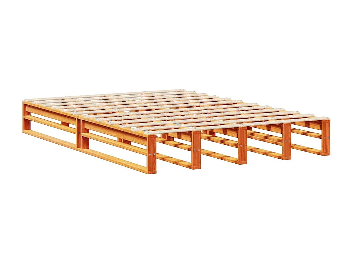 Lit bibliothèque sans matelas cire marron 150x200cm bois massif