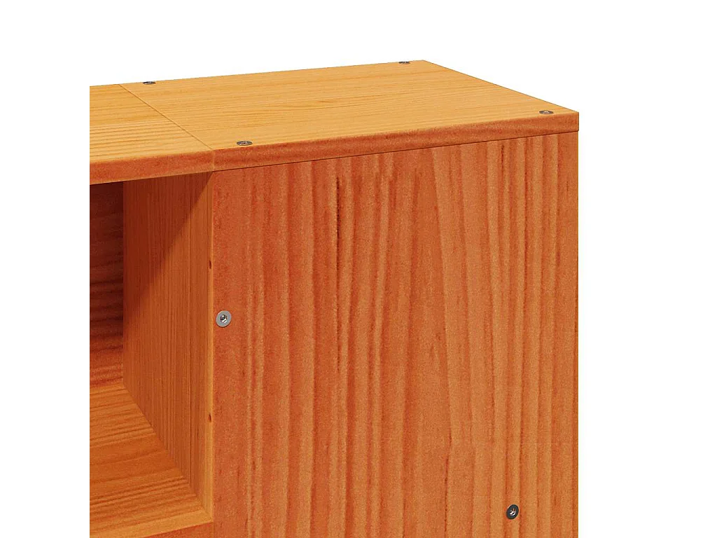 Lit bibliothèque sans matelas cire marron 150x200cm bois massif
