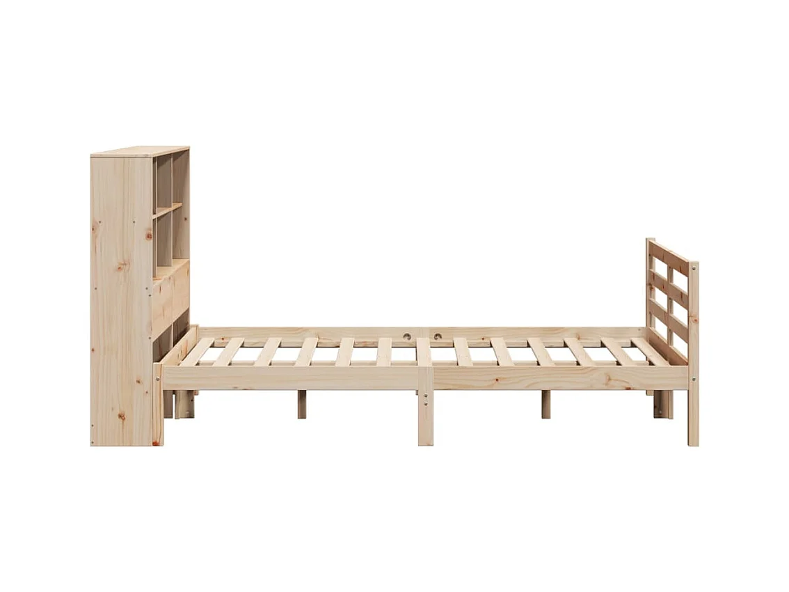 Lit bibliothèque sans matelas 140x200 cm bois massif de pin
