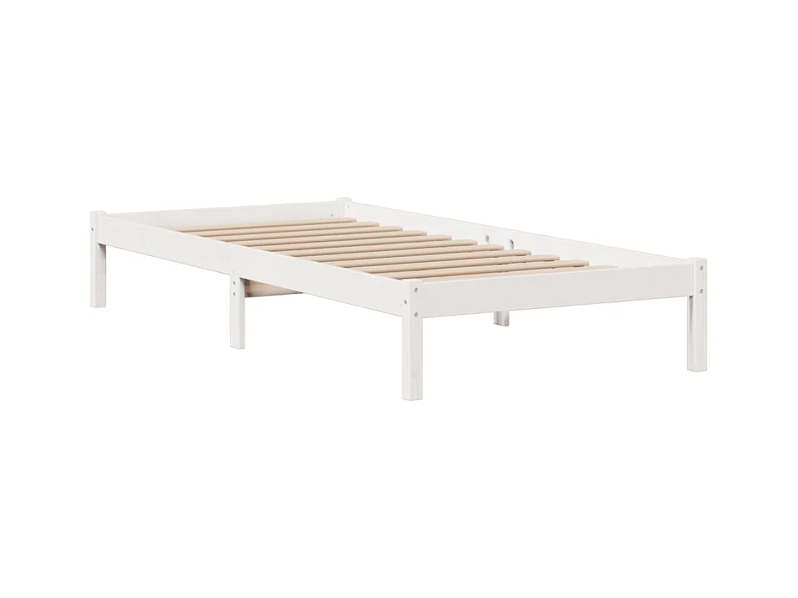 Letto Libreria senza Materasso Bianco 90x190 cm Massello Pino