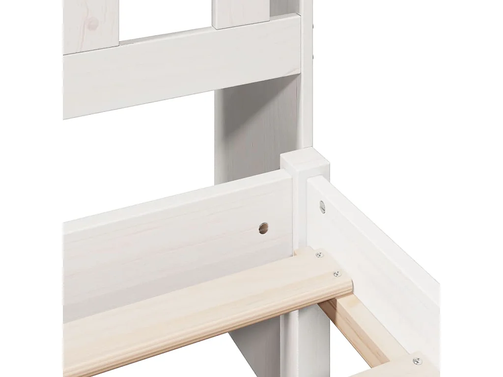 Lit bibliothèque sans matelas blanc 90x190cm bois de pin massif