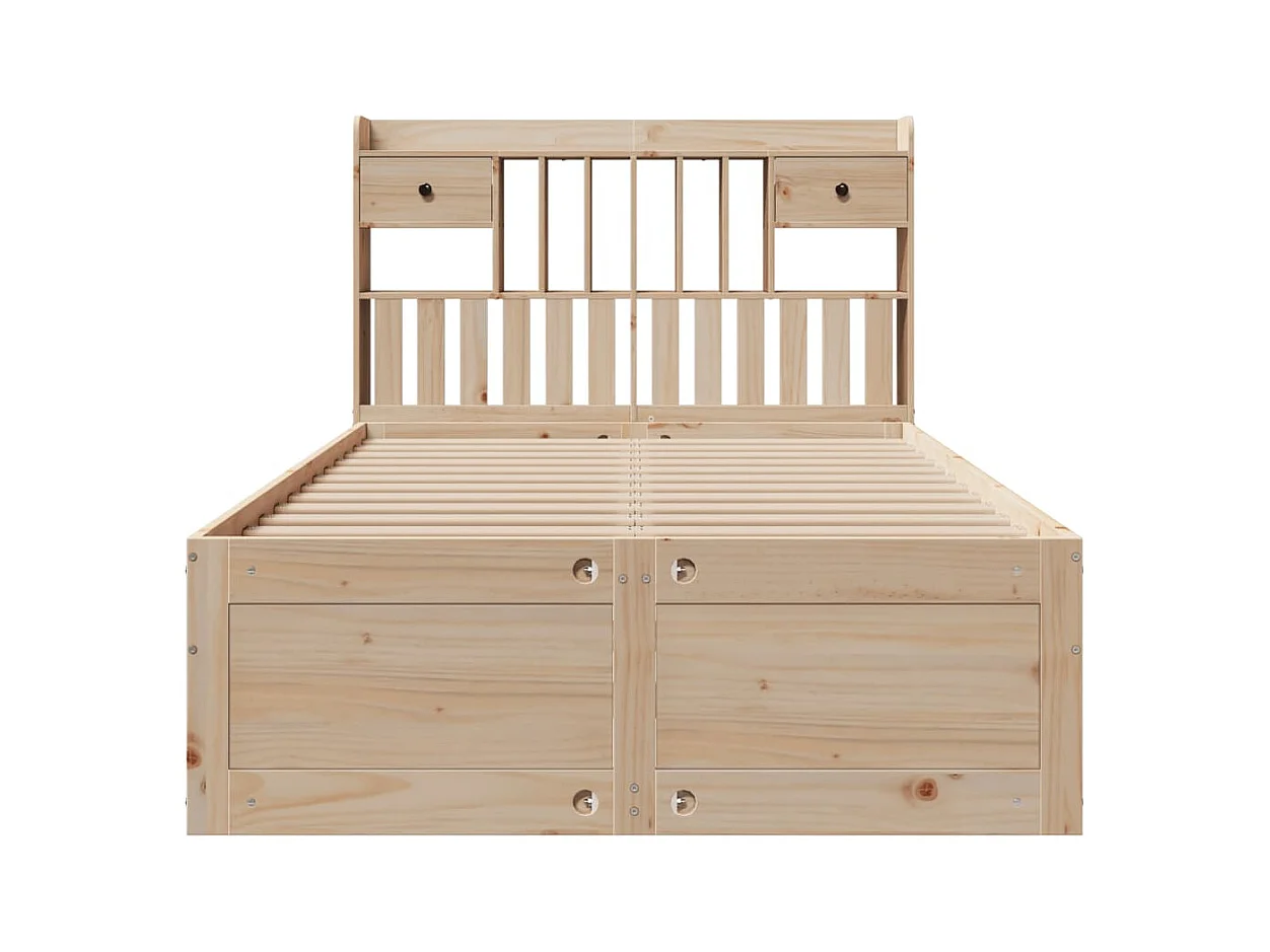 Cama con estantería sin colchón madera maciza de pino 135x190cm