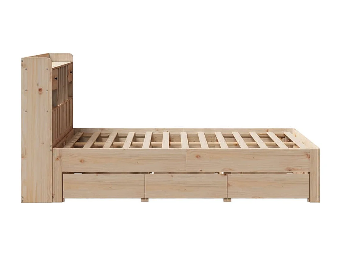 Cama con estantería sin colchón madera maciza de pino 135x190cm