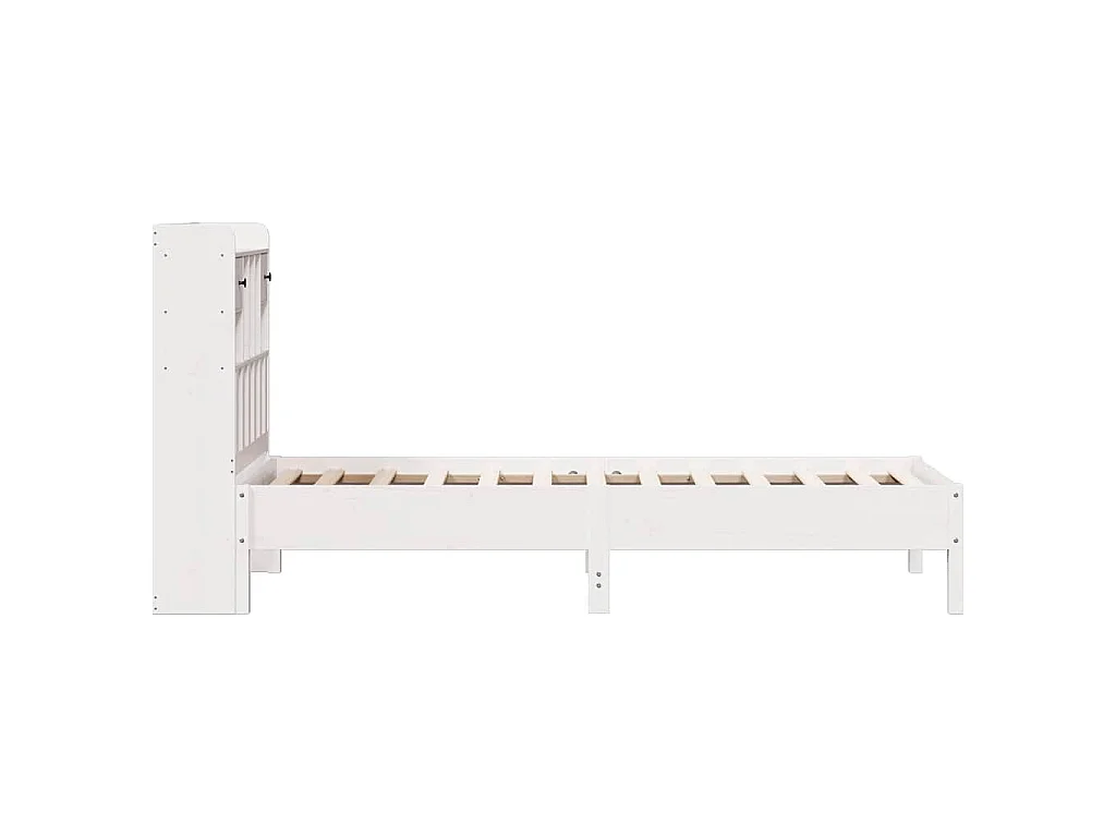 Massivholzbett mit Regal ohne Matratze Weiß 75x190 cm Kiefer