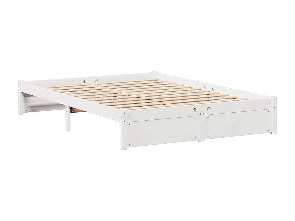 Lit bibliothèque sans matelas blanc 160x200 cm bois pin massif