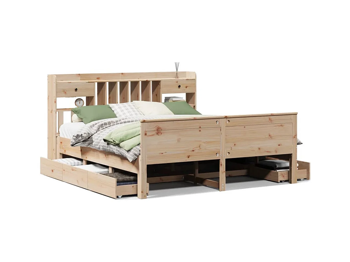 Letto Libreria senza Materasso 180x200 cm in Legno di Pino