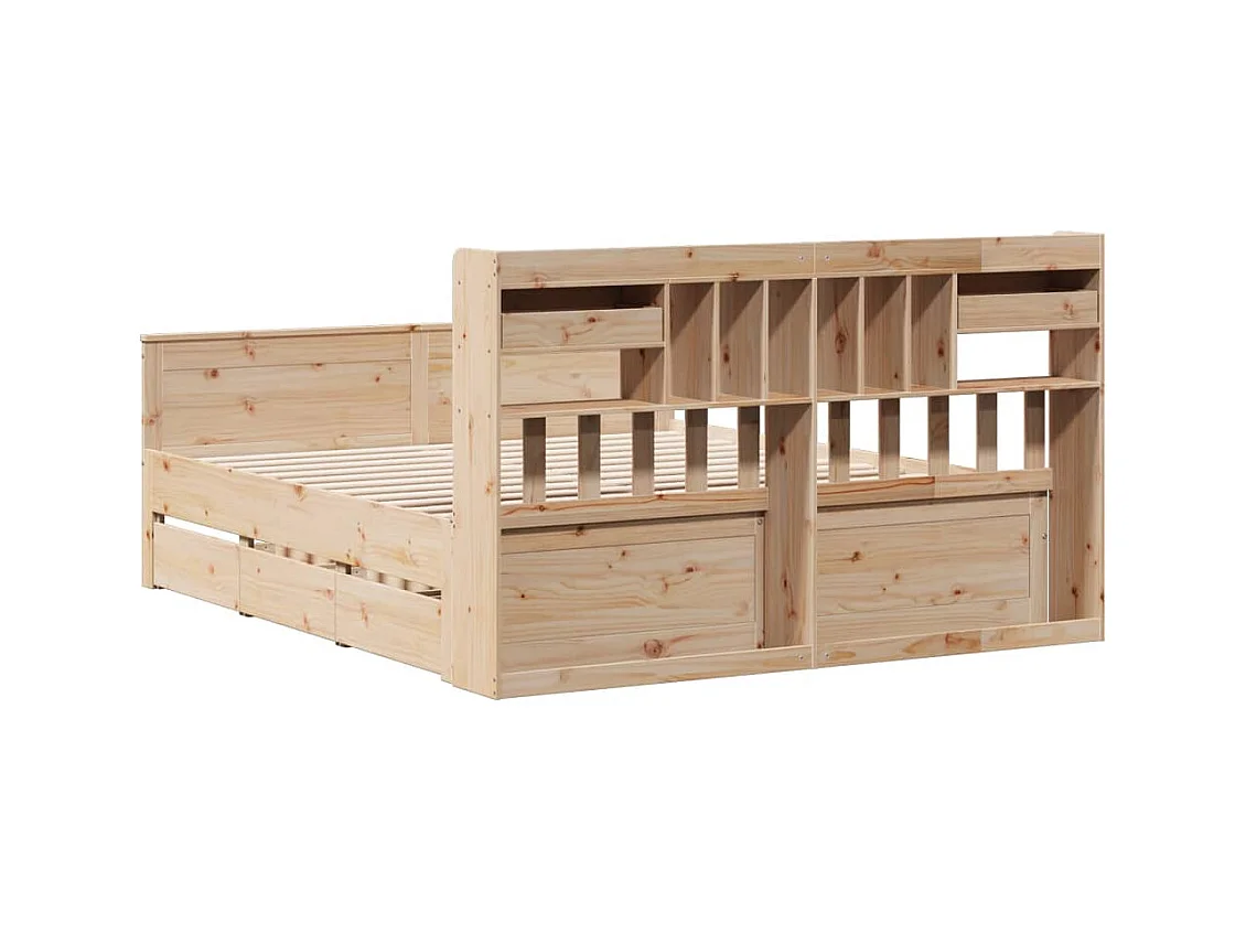 Letto Libreria senza Materasso 180x200 cm in Legno di Pino