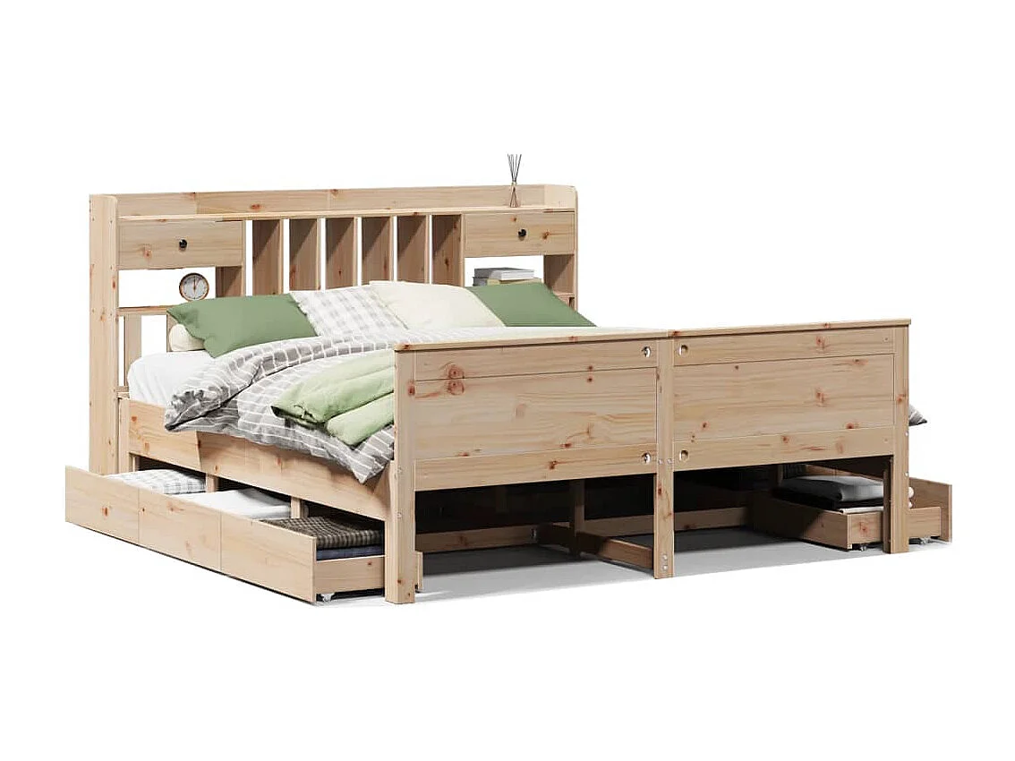 Cama com estante sem colchão 180x200 cm pinho maciço