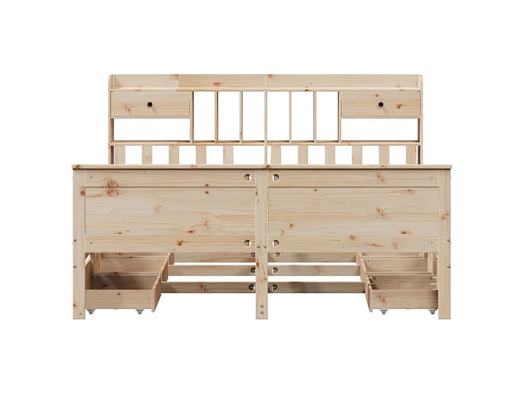 Lit bibliothèque sans matelas 180x200 cm bois massif de pin