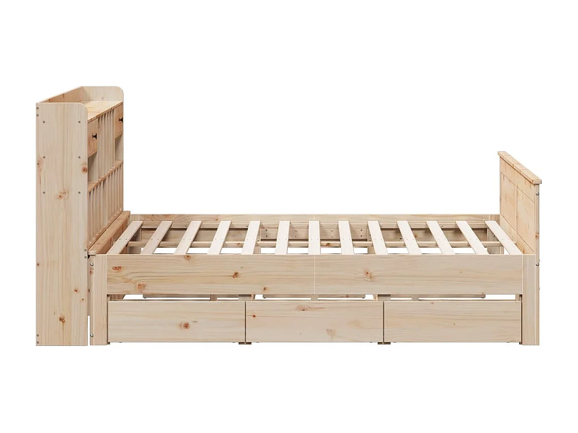 Lit bibliothèque sans matelas 180x200 cm bois massif de pin