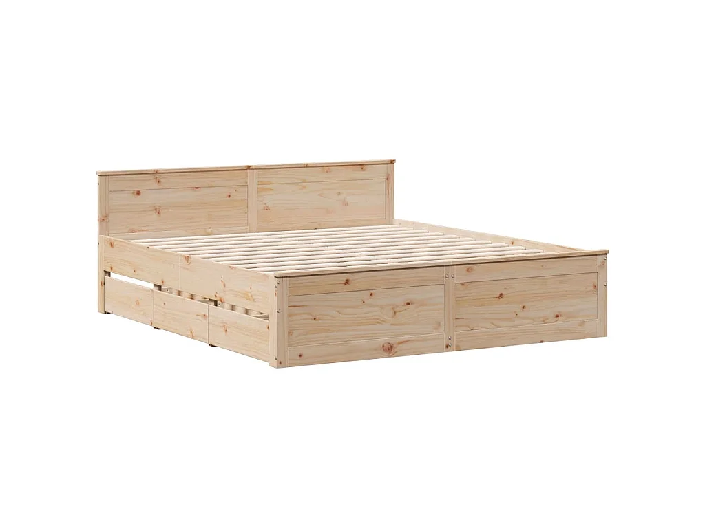 Lit bibliothèque sans matelas 180x200 cm bois massif de pin