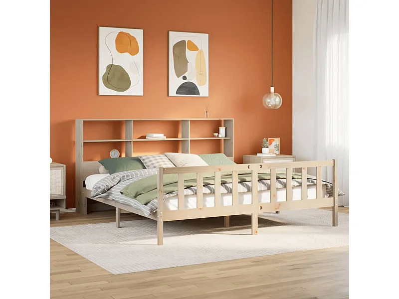 Letto Libreria senza Materasso 180x200 cm in Legno di Pino