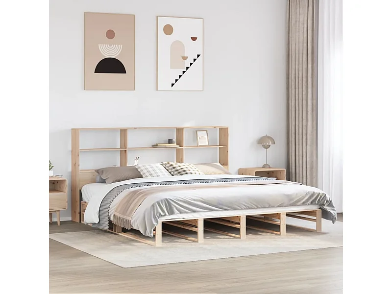 Massivholzbett mit Regal ohne Matratze 180x200 cm Massivholz