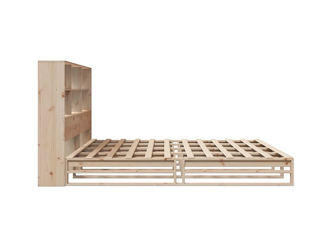 Bed met boekenkast zonder matras massief hout 180x200 cm