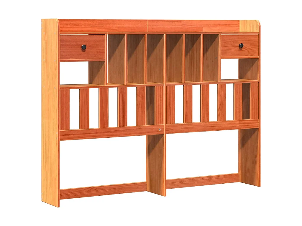 Lit bibliothèque sans matelas cire marron 160x200 cm pin massif