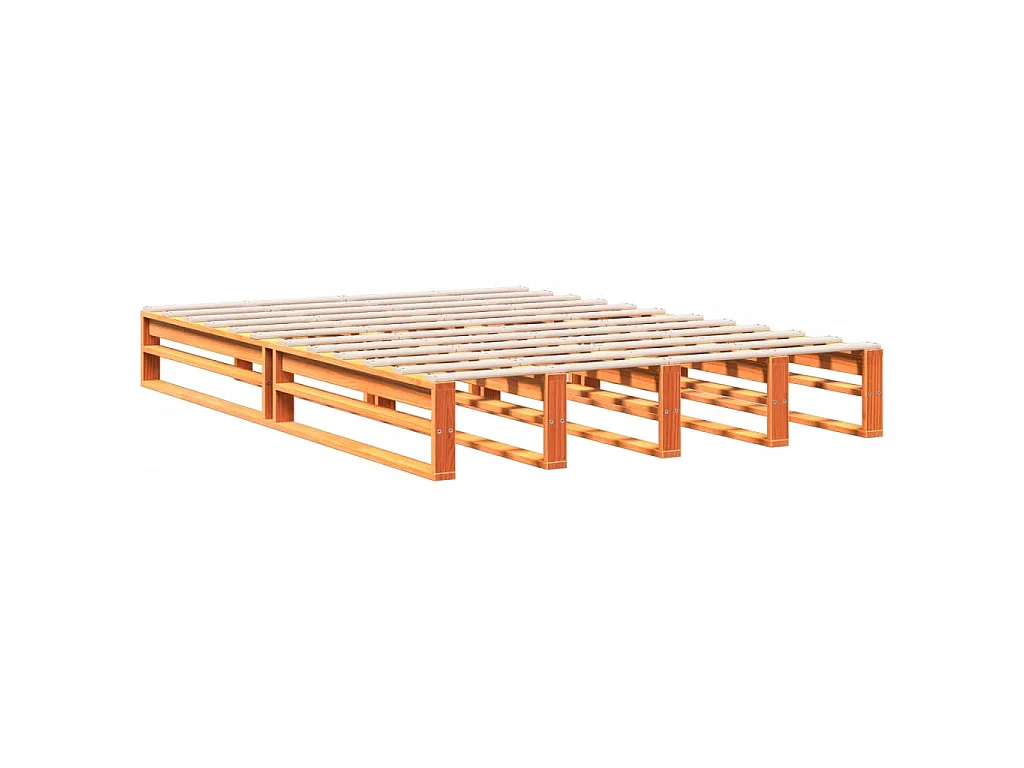 Lit bibliothèque sans matelas cire marron 160x200 cm pin massif