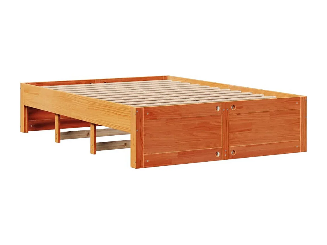 Lit bibliothèque sans matelas cire marron 140x200 cm pin massif