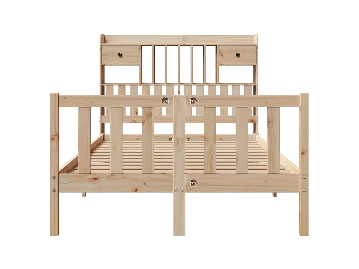 Lit bibliothèque sans matelas 135x190 cm bois de pin massif